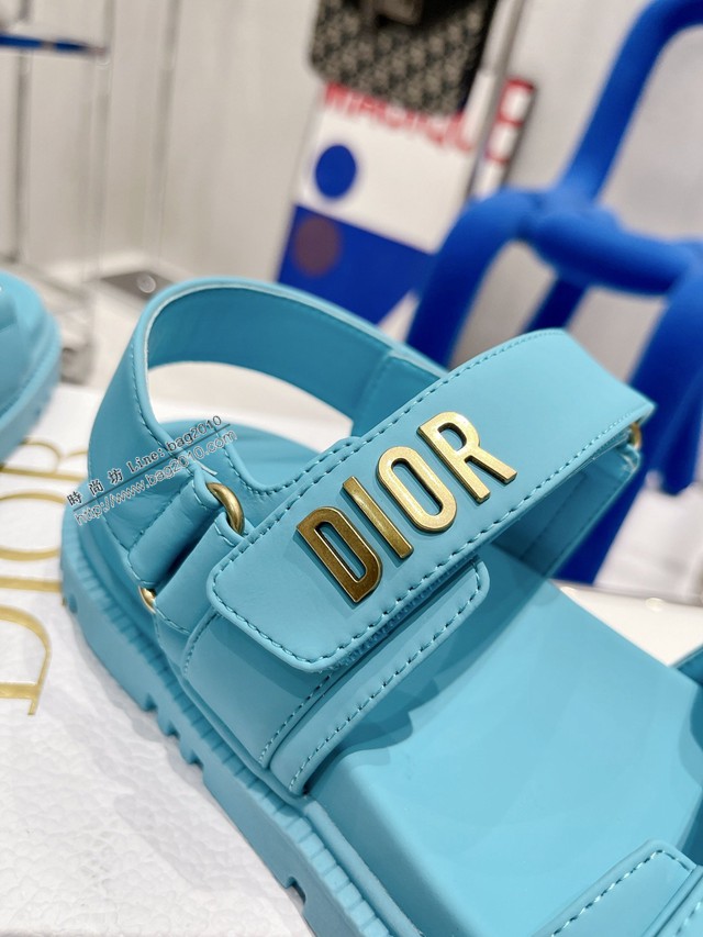 Dior迪奧2022新款新色系魔術貼涼鞋原版複刻專櫃純色系沙灘涼鞋女士涼鞋 dx3081